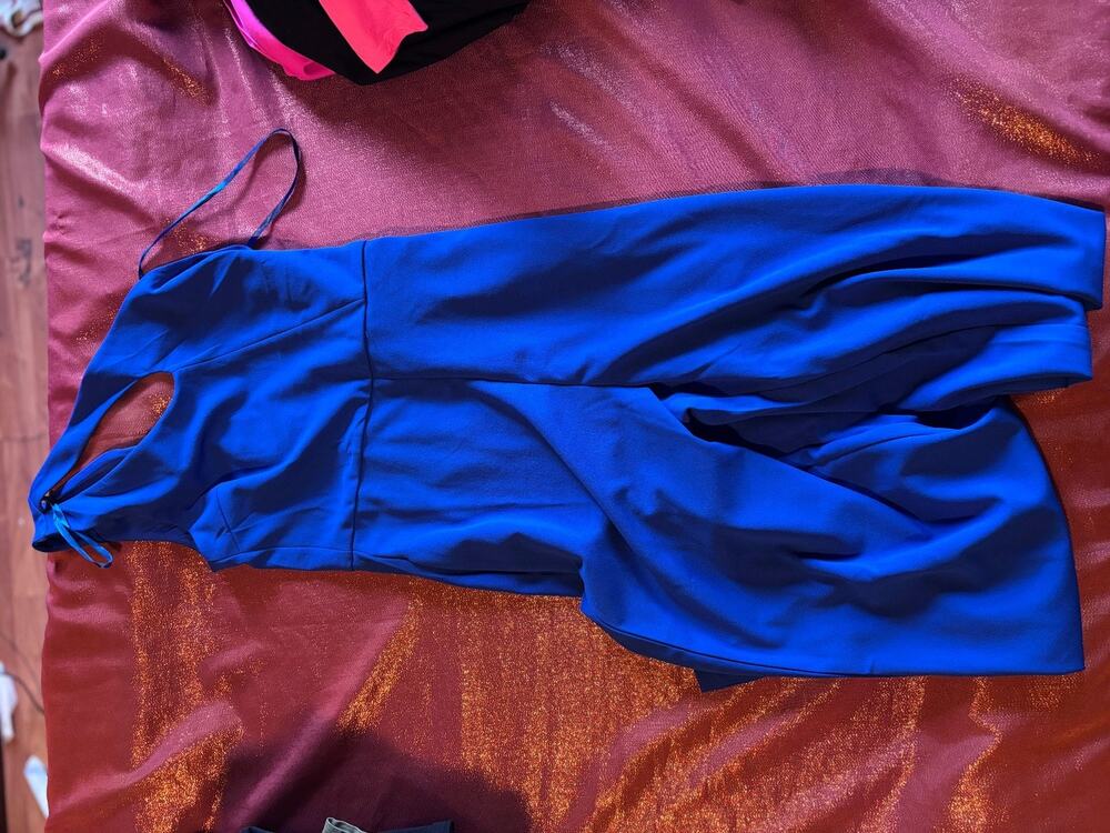 Crystal Sky Dress Womens M Royal Blue Halter Keyhole Evening Cocktail Dress